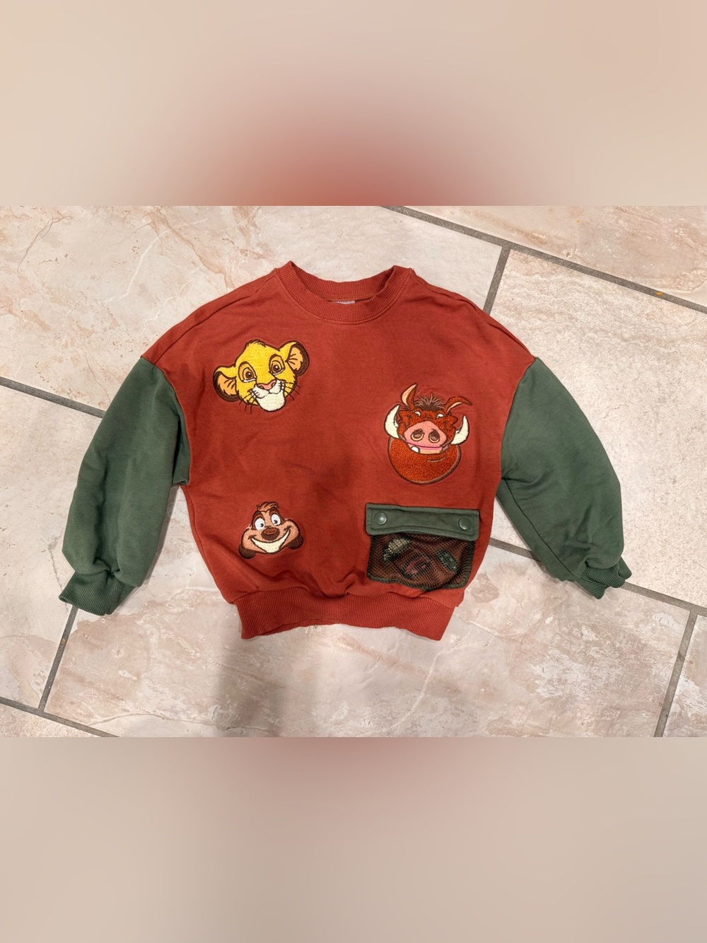 Little Sleepies Rust & Green Lion King Patch Sweatshirt
